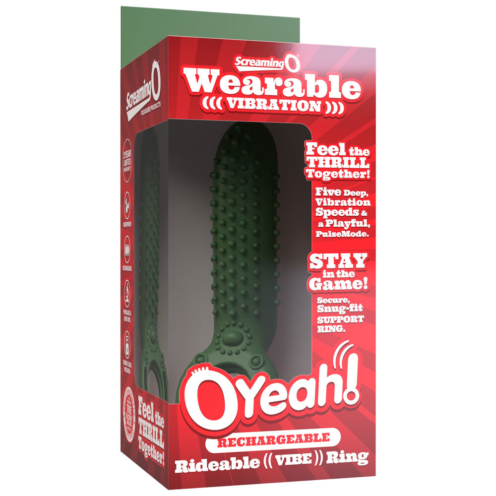 Screaming O O Yeah Silicone Rechargeable Vibrating Ring – Green