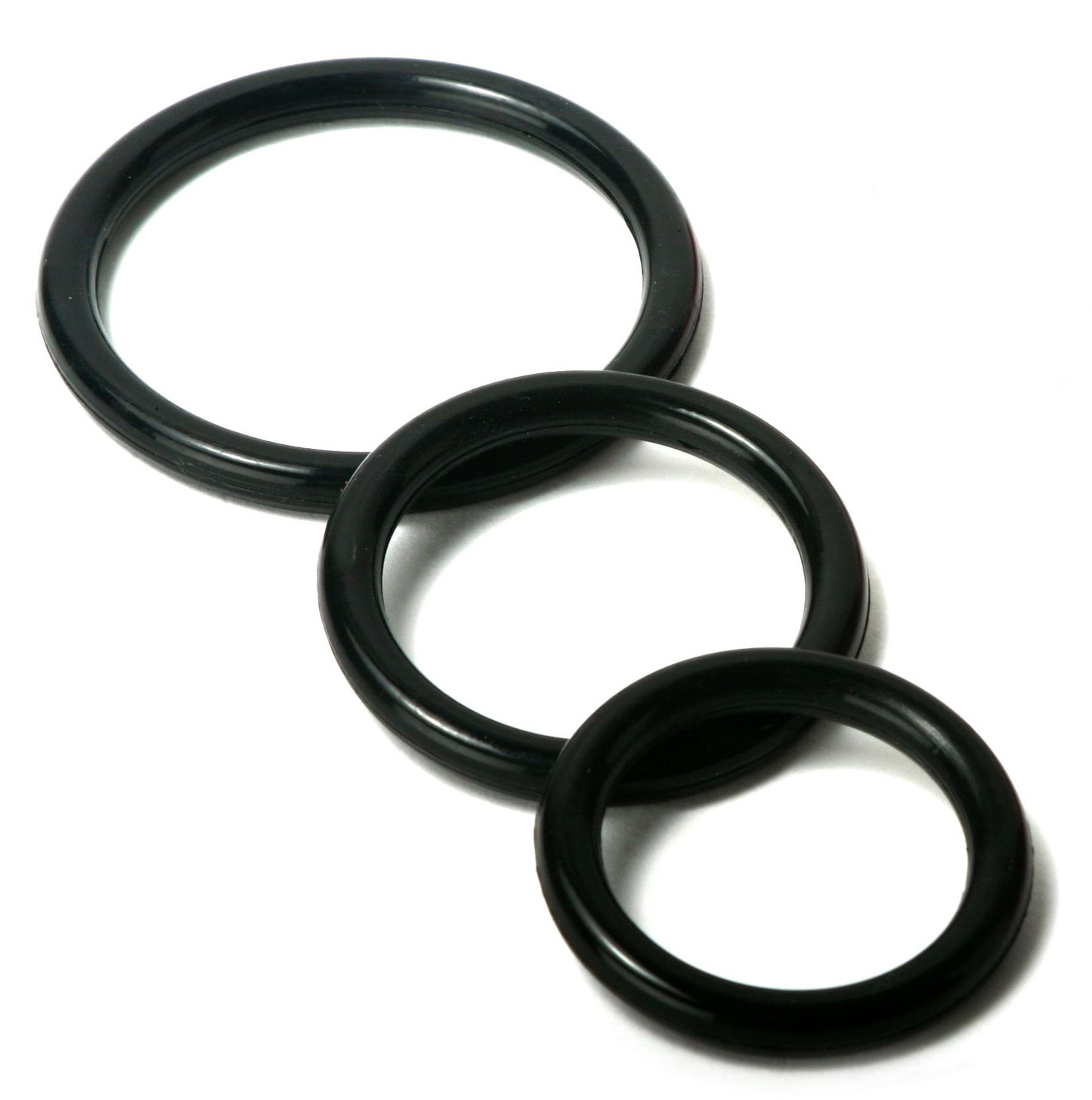 Trinity Silicone Cock Rings Set - Three Sizes - Black