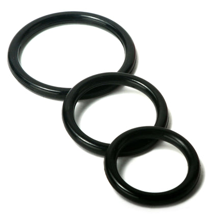 Trinity Silicone Cock Rings Set - Three Sizes - Black