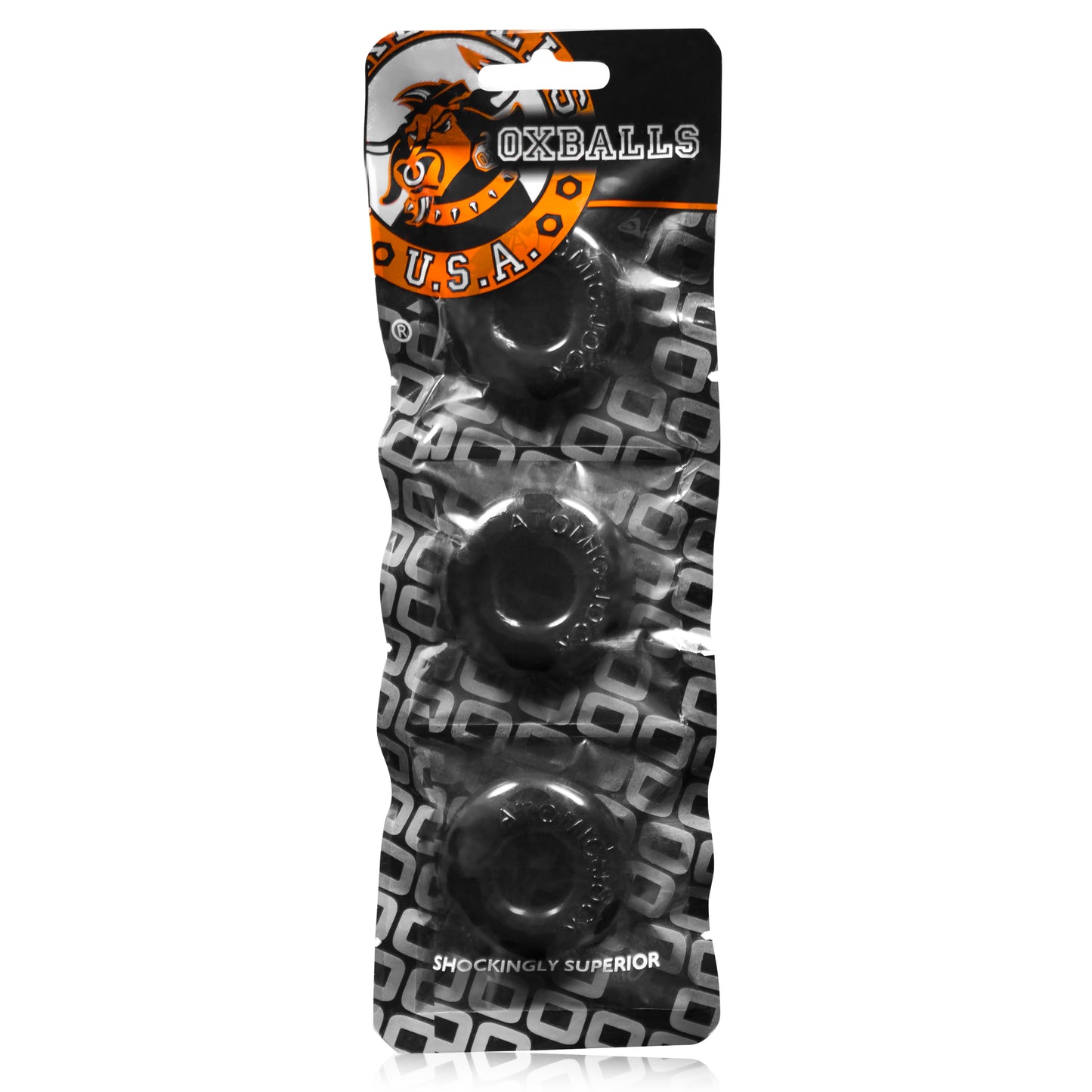 Oxballs Ringer Cockring 3 Pack - Thick Jelly Ring - Black
