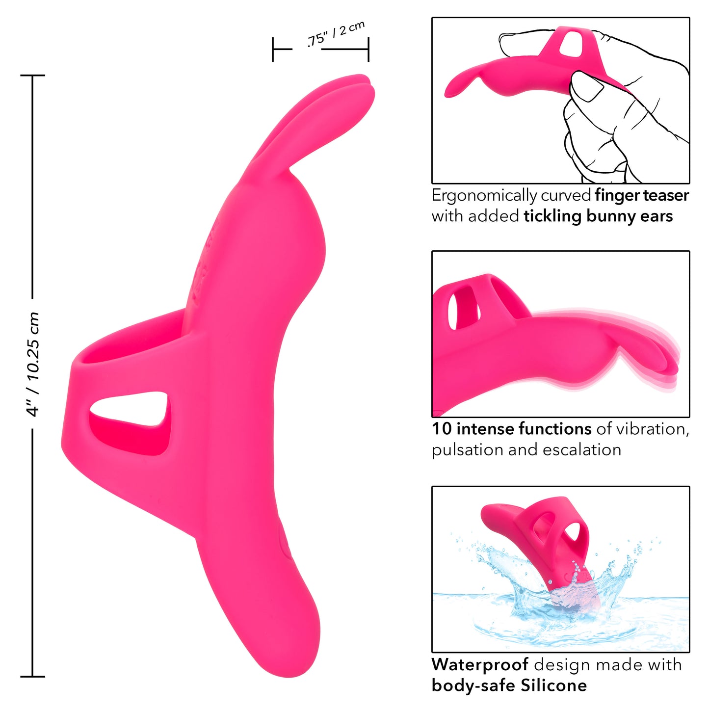 CalExotics The Flirty Vibe Finger Vibrator with 10 Functions – Pink