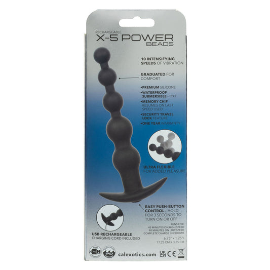 CalExotics Rechargeable X-5 Power Beads - Multi-Speed Vibrating Probe - Black
