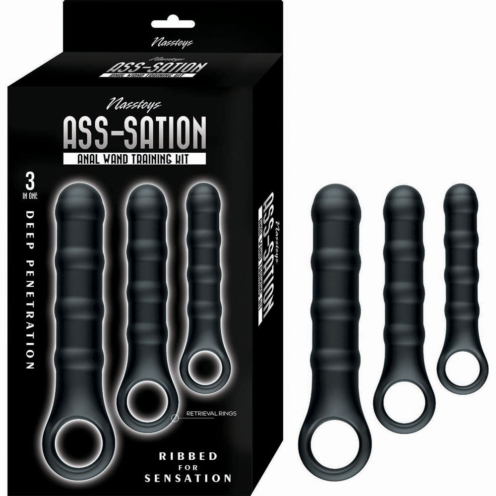 Nasstoys Ass-Sation Anal Wand Training Kit - Black - 3-Piece Set for Penetration Exploration