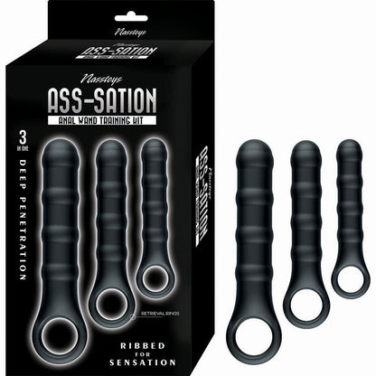 Nasstoys Ass-Sation Anal Wand Training Kit - Black - 3-Piece Set for Penetration Exploration