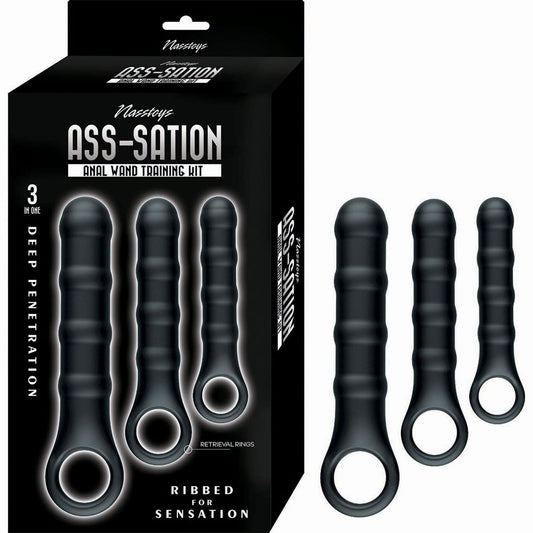 Nasstoys Ass-Sation Anal Wand Training Kit - Black - 3-Piece Set for Penetration Exploration