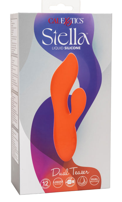 CalExotics Stella Liquid Silicone Dual Teaser - Orange - G-Spot and Clitoral Stimulation