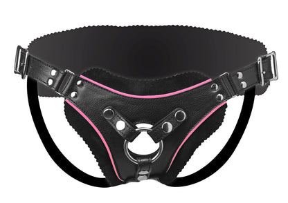 XR Brands Flamingo Low Rise Strap On Harness with Adjustable Fit - Black