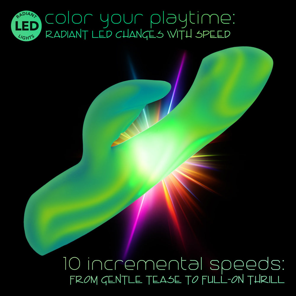 CalExotics Endless Summer Twilight Tease Dual-Motor Rabbit-Style Vibrator, Dual-Layer Liquid Silicone, Green