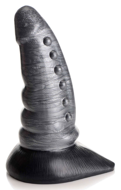 Beastly Tapered Bumpy Silicone Dildo - Silver - Tapered Design with Suction Cup Base