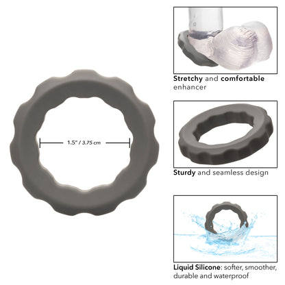 CalExotics Alpha Liquid Silicone Erect Ring - Gray - Ultra-Stretchy Enhancer