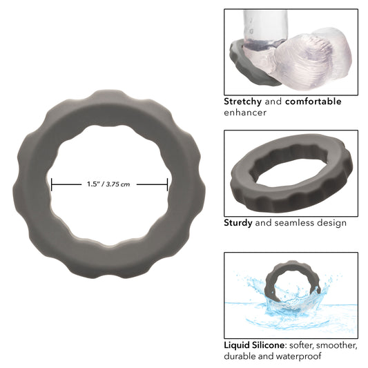 CalExotics Alpha Liquid Silicone Erect Ring - Gray - Ultra-Stretchy Enhancer