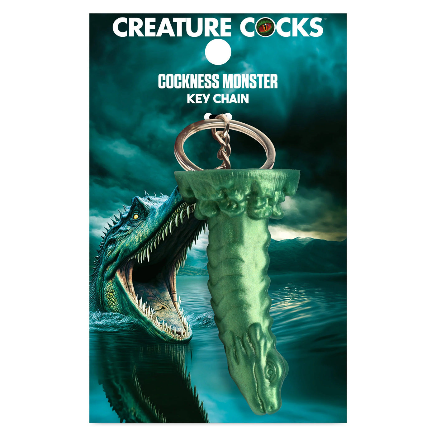 XR Brands Cockness Monster Keychain – Green, Mini Fantasy Accessory