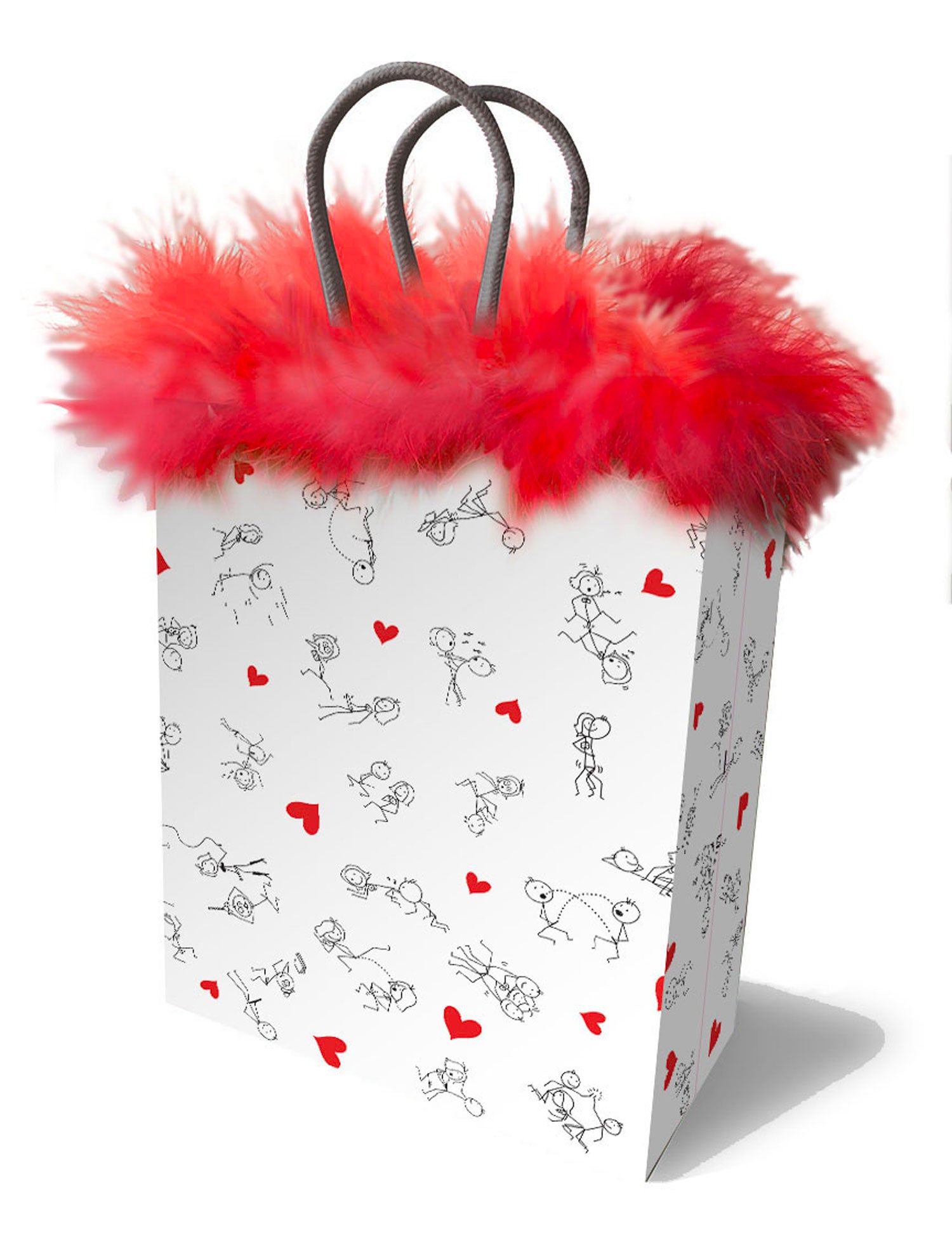 Little Genie Dirty Stick Figures Gift Bag – Red – 10-inch with Marabou Fringe