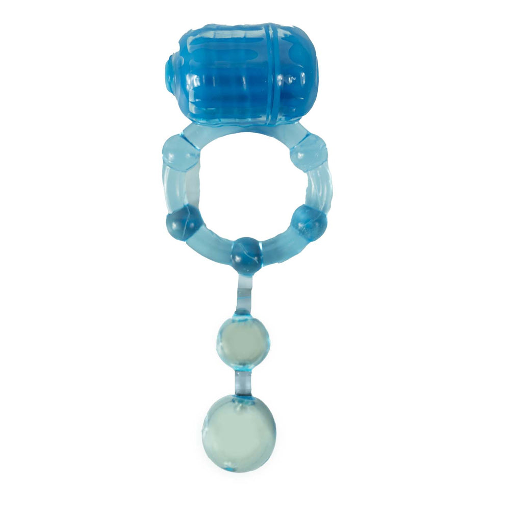 Nasstoys Macho Ultra Erection Keeper Cock Ring with Vibrating Clitoral Stimulators – Blue