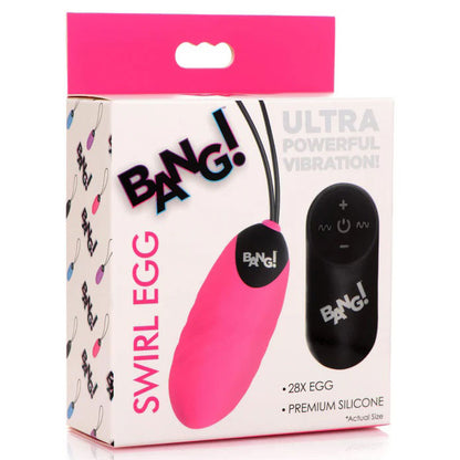 XR Brands 28x Swirl Silicone Egg Vibrator – Pink – Waterproof and Rechargeable