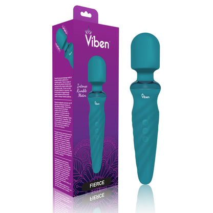 Viben Fierce Wand Massager - 25 Vibration Patterns, Waterproof, Ocean Blue