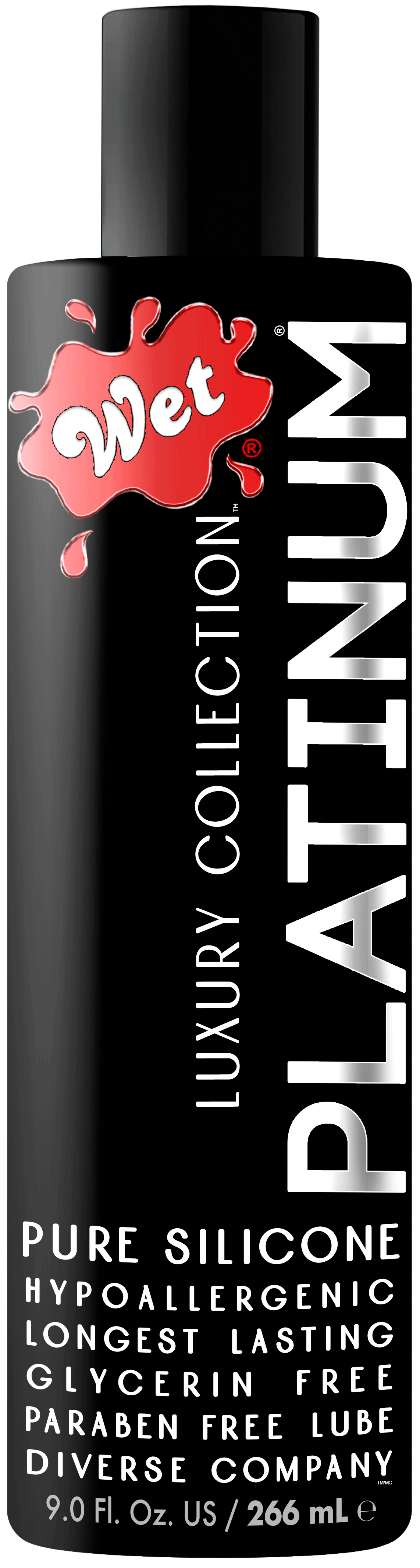 Wet Platinum Luxury Silicone Lubricant - 9 Fl. Oz. - Clear, Paraben-Free