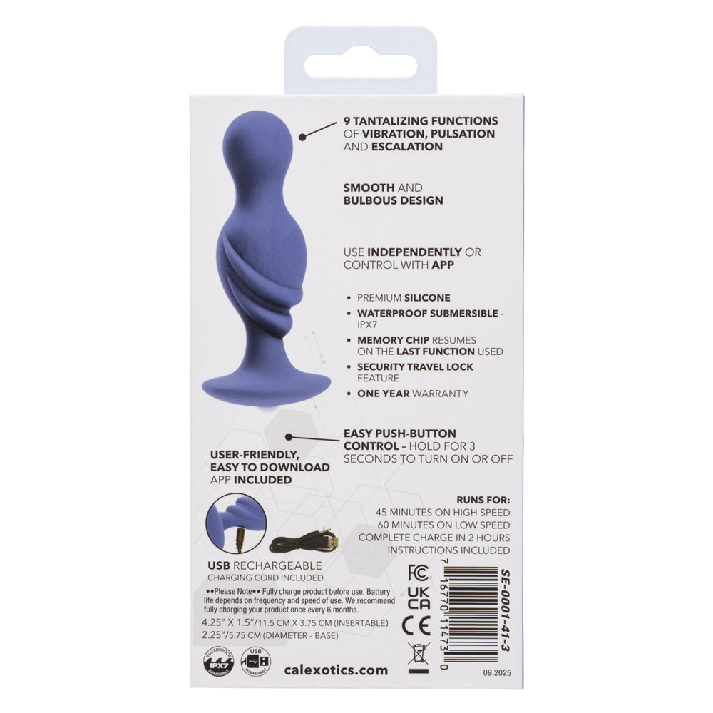 CalExotics Connect Advanced Vibrating Probe, Body-Safe Silicone, Purple
