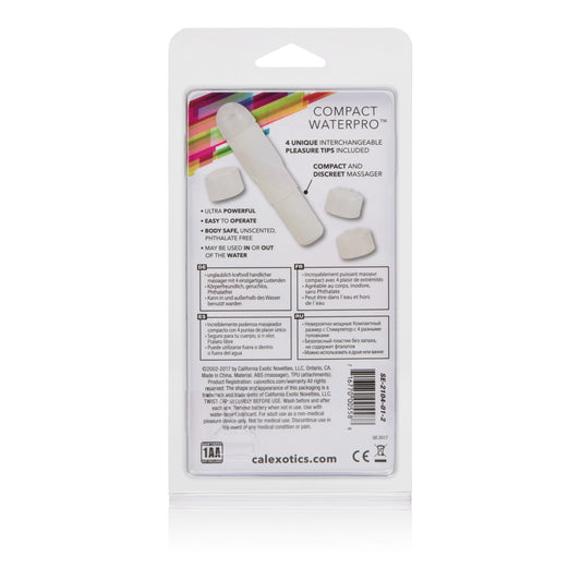 CalExotics Compact Waterproof Personal Travel Massager with 4 Tips – White