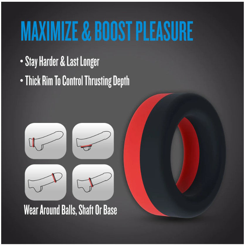 Blush Performance Plus Takeoff Platinum-Cured Liquid Silicone Cock Ring – Red/Black