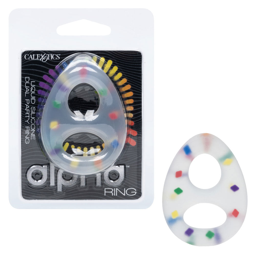 CalExotics Alpha Liquid Silicone Dual Party Ring – Waterproof, Phthalate-Free, Multi-Color