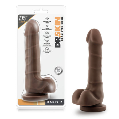 Dr. Skin Realistic Cock Basic 7 Dildo with Suction Cup – Chocolate
