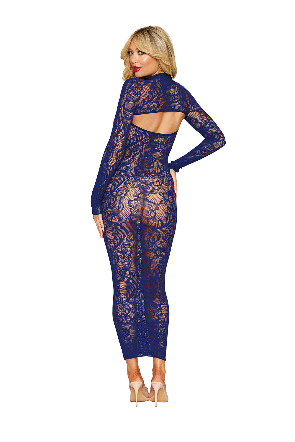 Dreamgirl Bodystocking Gown and Shrug - One Size - Blue