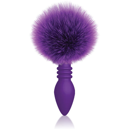 Icon Brands Cottontails Silicone Bunny Tail Butt Plug - Ribbed - Purple