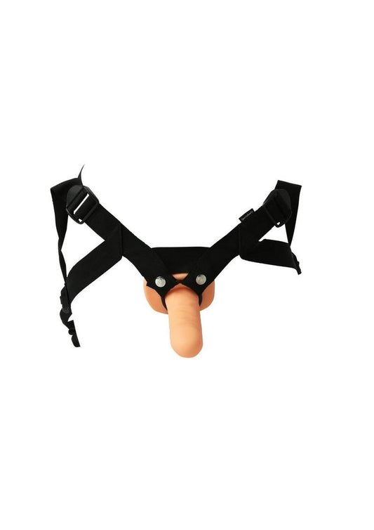 Everlaster Stud 4-Way Adjustable Harness with Hollow Dildo – Beige