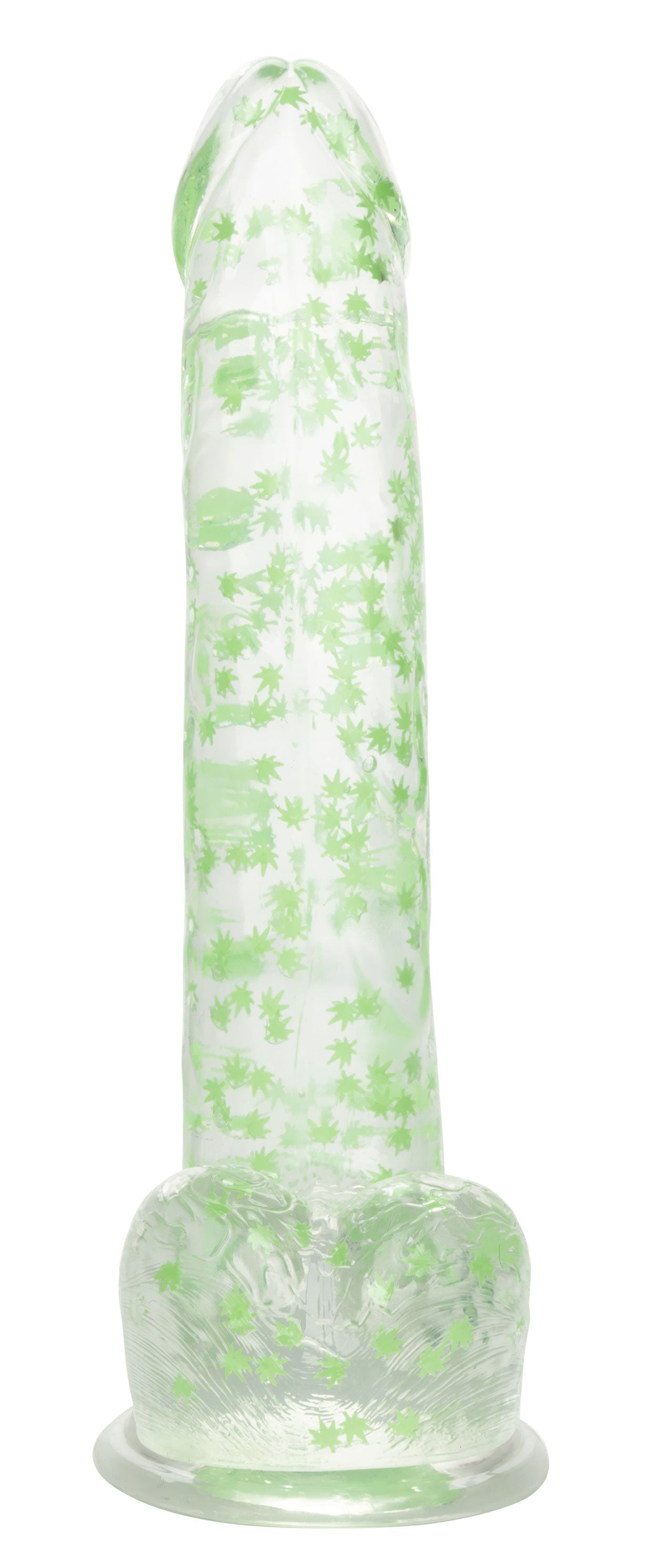 CalExotics Naughty Bits I Leaf Dick Glow-in-the-Dark Dong - 8 Inch, Green