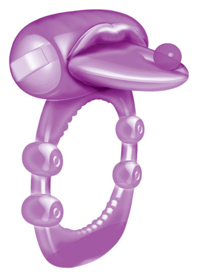 Xtreme Vibes Pierced Tongue Vibrating Cockring - Purple