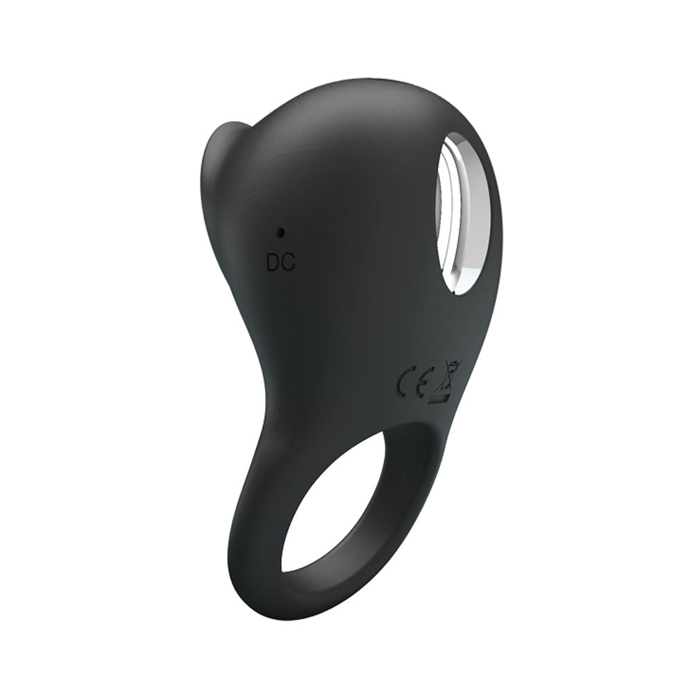 Pretty Love Ring Shaking II Cock Ring with Clitoral Stimulator – Black