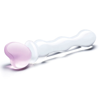 Electric Novelties Sweetheart Glass Dildo – 8 Inch, Pink/Clear, Heart-Shaped Handle