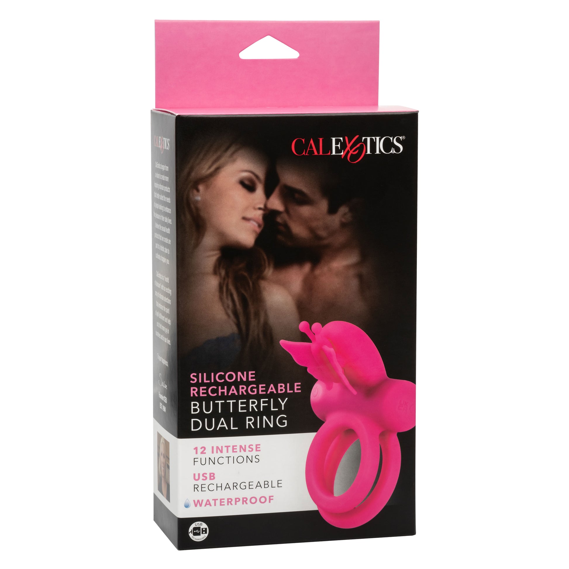 CalExotics Silicone Rechargeable Dual Butterfly Ring – Pink