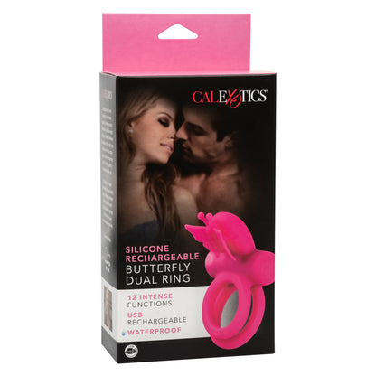 CalExotics Silicone Rechargeable Dual Butterfly Ring – Pink