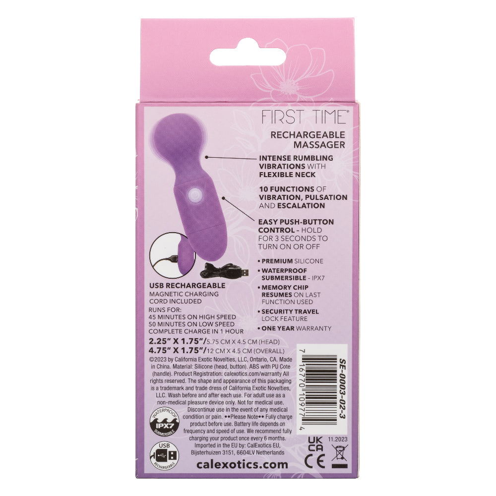 CalExotics First Time Rechargeable Massager – Purple – Waterproof Multi-Function Vibrator