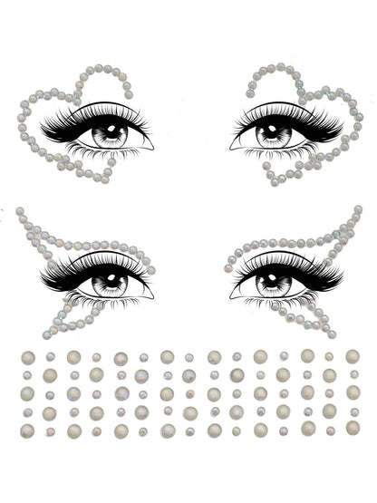 Ayla Adhesive Glow in the Dark Face and Body Jewels – Heart and Rhinestone Design