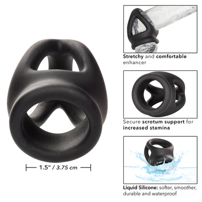 CalExotics Alpha Liquid Silicone Dual Cage and Ring - Black