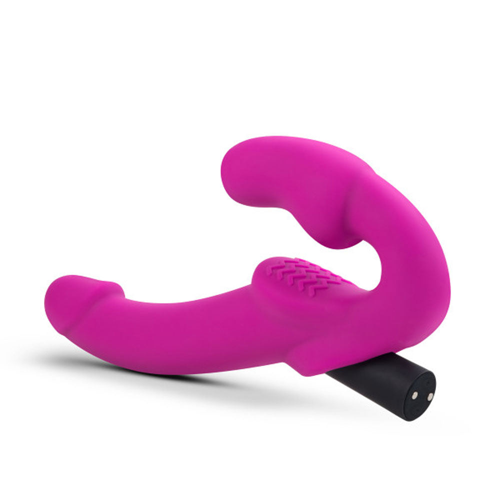 Temptasia Estella Strapless Silicone Dildo with Vibrating Bullet - Pink