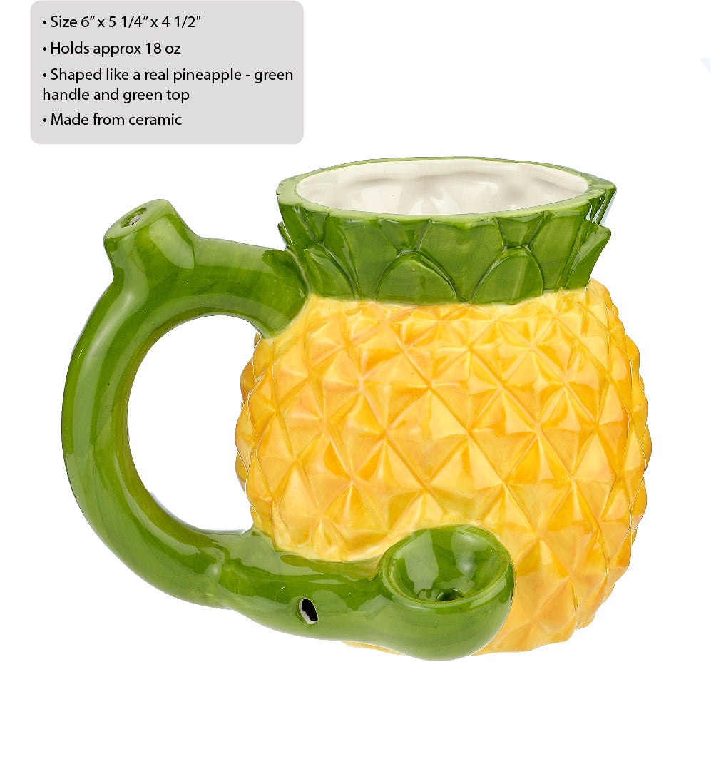 Fashioncraft Pineapple Mug with Pipe – Ceramic – Yellow and Green