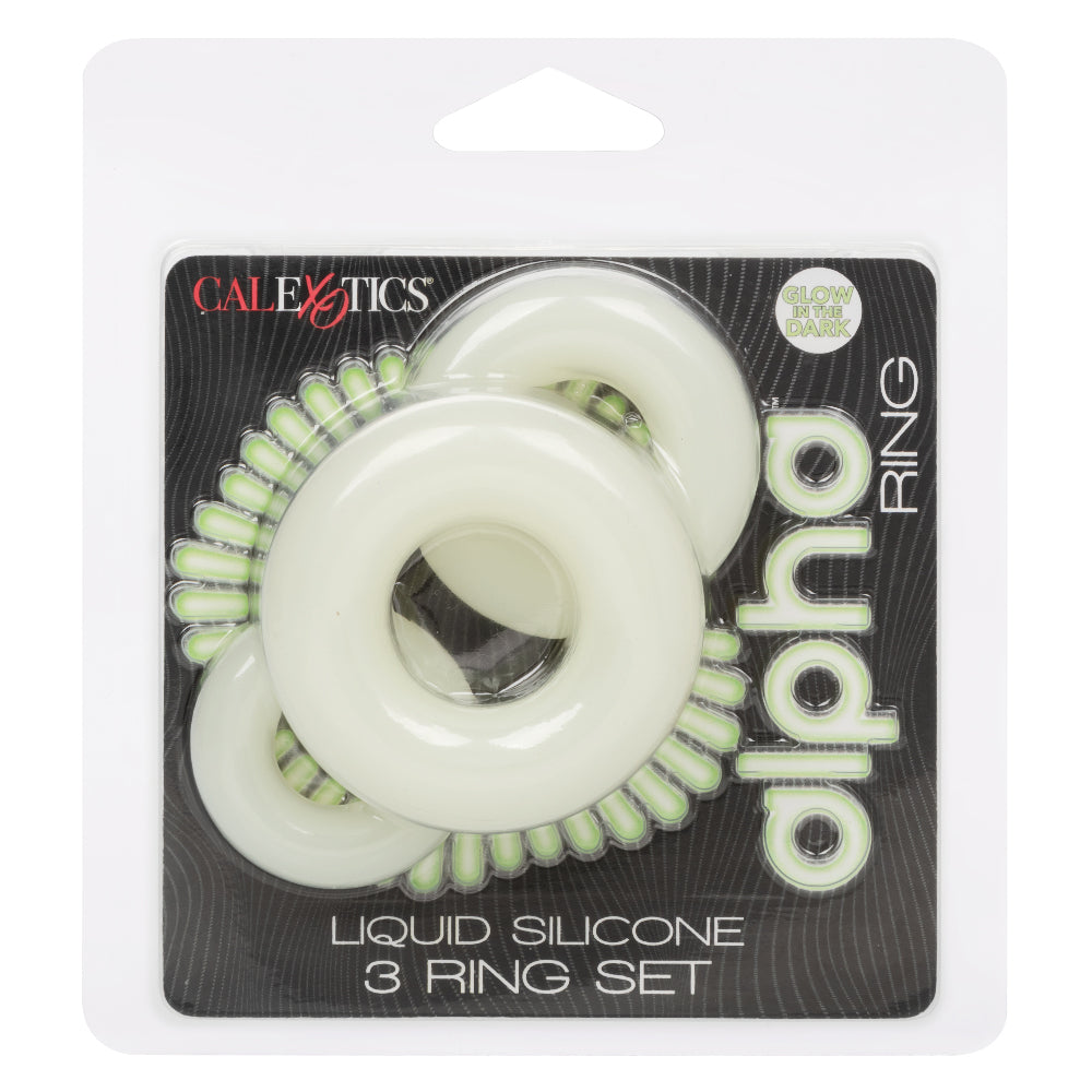 Alpha Glow-in-the-Dark Liquid Silicone 3 Ring Set – White