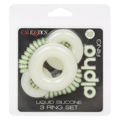 Alpha Glow-in-the-Dark Liquid Silicone 3 Ring Set – White