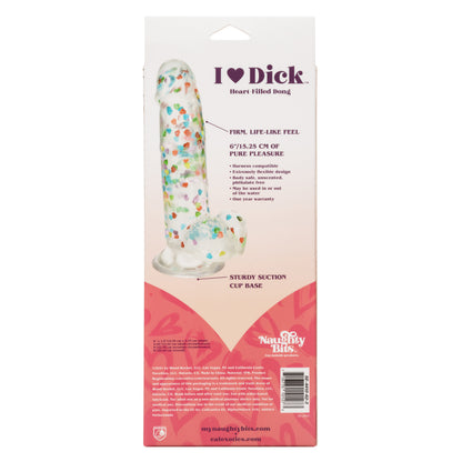 CalExotics Naughty Bits I Love Dick Heart-Filled Dong – 6" Pink