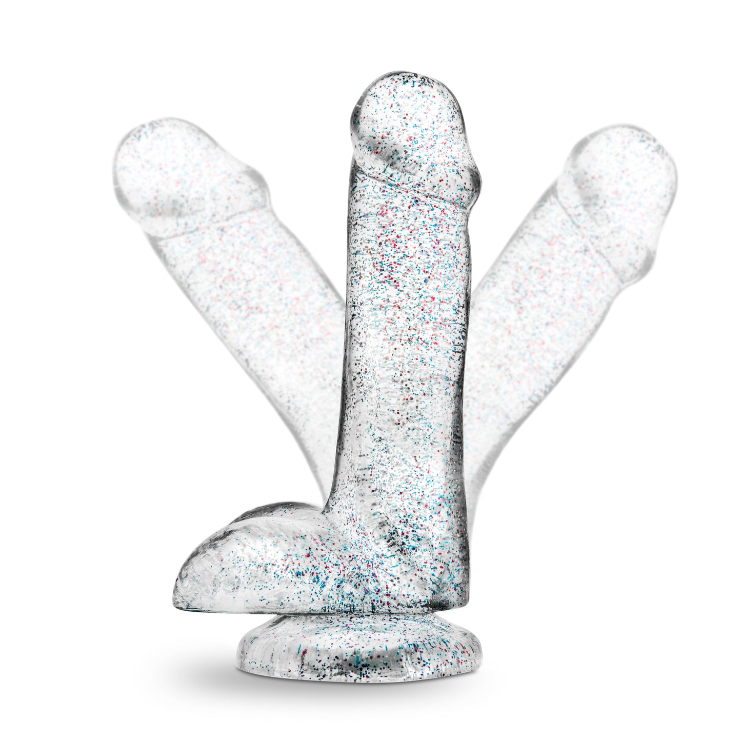 Blush Naturally Yours 6 Inch Glitter Dong - Flexible Suction Cup Toy - Sparkling Clear