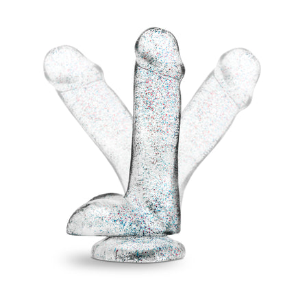 Blush Naturally Yours 6 Inch Glitter Dong - Flexible Suction Cup Toy - Sparkling Clear