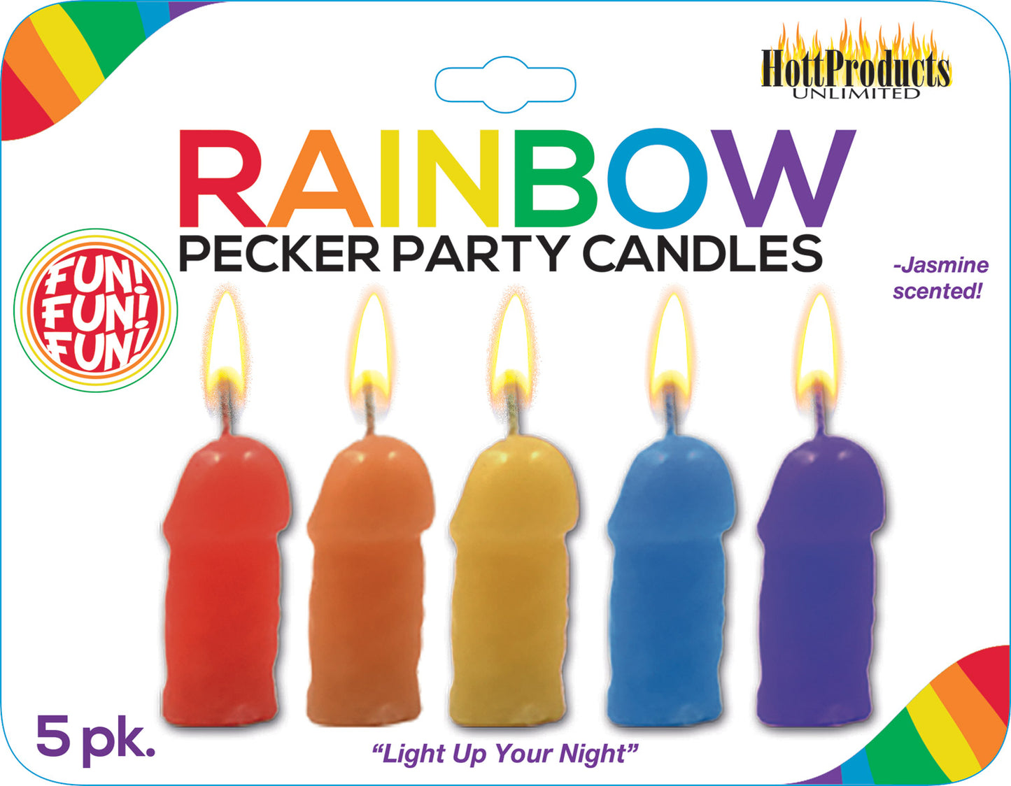 Hott Products Rainbow Pecker Party Candles – Multi Color – 5 Pack