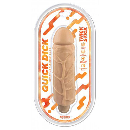 Hott Products Thick Stick Quick Dick Vibrating Flex Dildo - Beige - 5 Inch