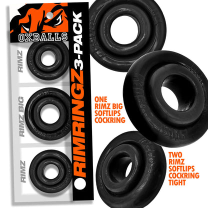 Oxballs Rimringz Multi Size 3 Pack Cockrings – Black