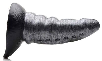 Beastly Tapered Bumpy Silicone Dildo - Silver - Tapered Design with Suction Cup Base