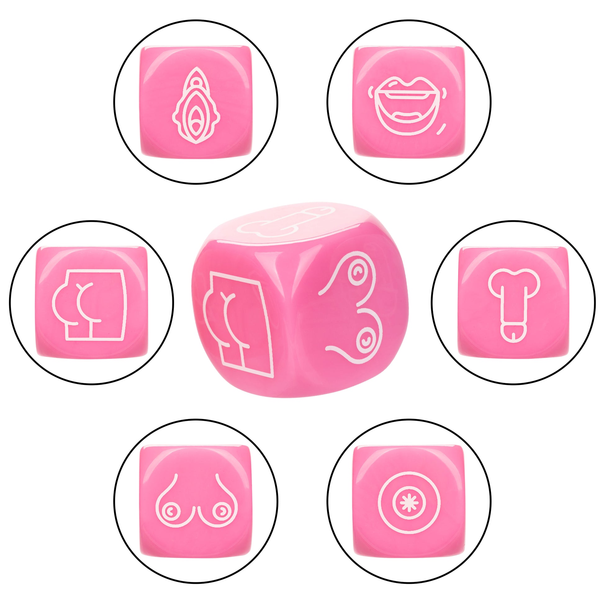 CalExotics Naughty Bits Roll With It Icon-Based Sex Dice Game – Multi-Color